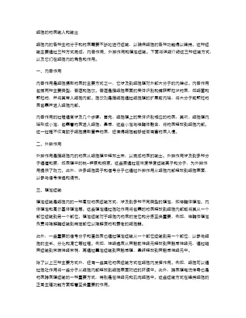 细胞的物质输入和输出(初中生物)
