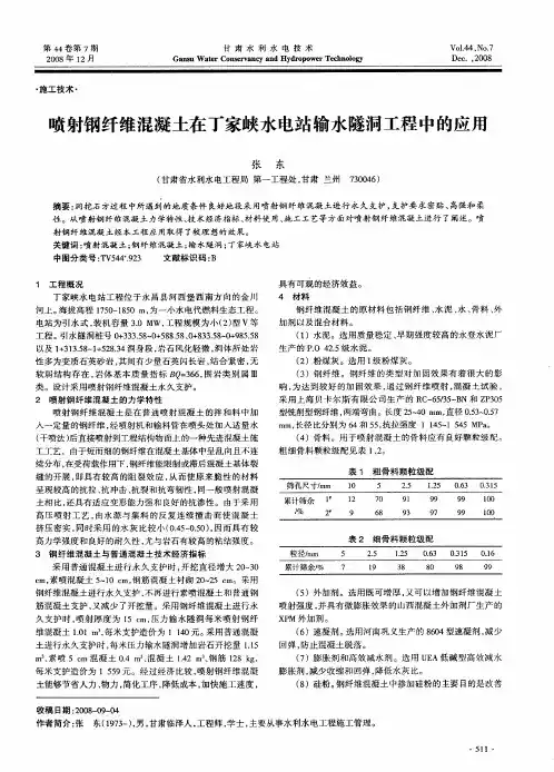 喷射钢纤维混凝土在丁家峡水电站输水隧洞工程中的应用
