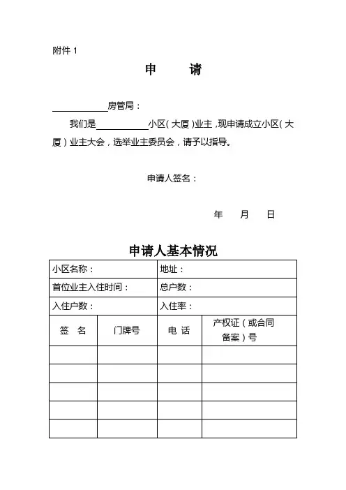 业主大会表格