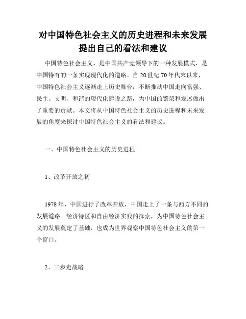 对中国特色社会主义的历史进程和未来发展提出自己的看法和建议