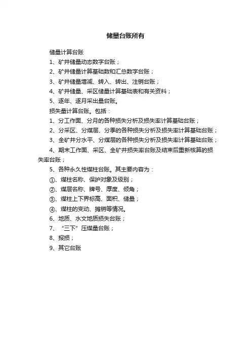 储量台账所有
