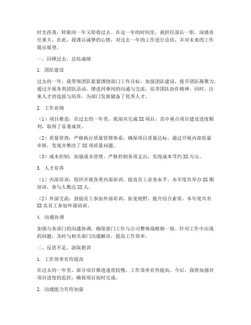 部长个人年度总结