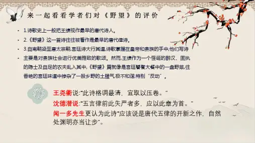 部编人教版八年级语文上册《野望》 示范教学课件