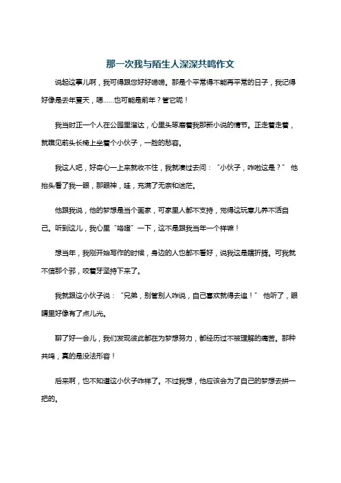 那一次我与陌生人深深共鸣作文