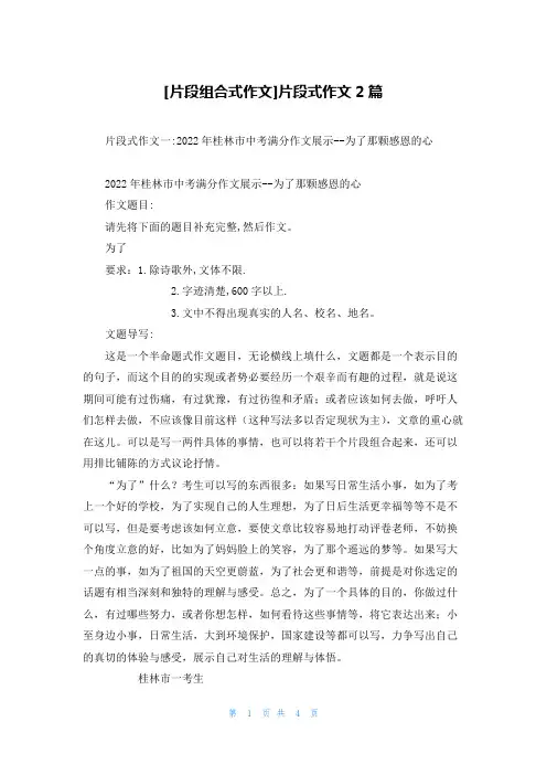 [片段组合式作文]片段式作文2篇