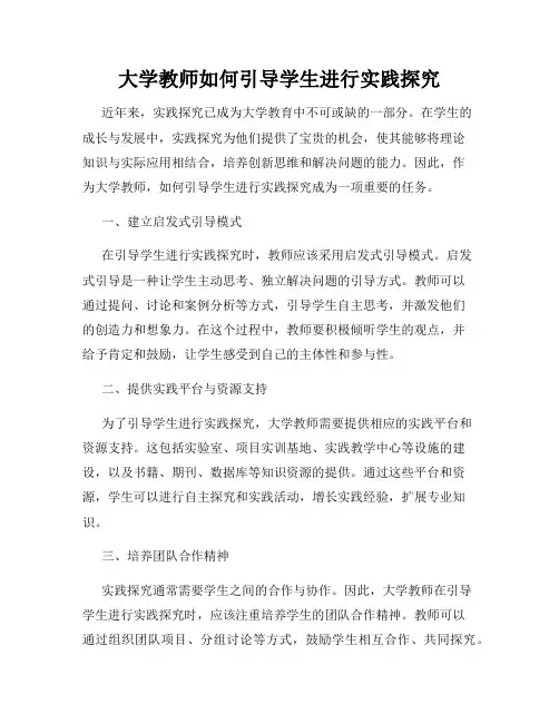 大学教师如何引导学生进行实践探究