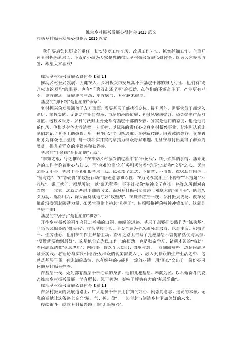 推动乡村振兴发展心得体会2023范文_11