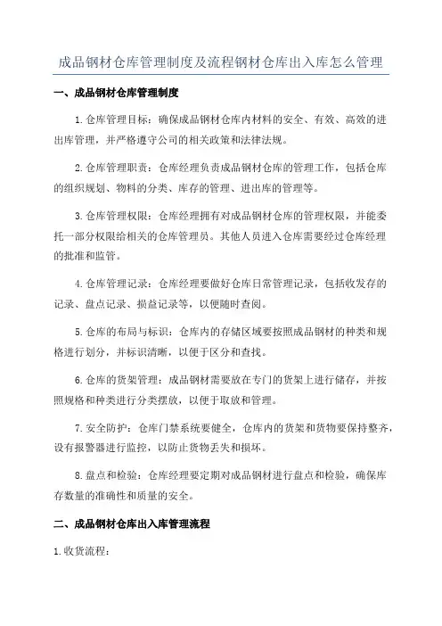 成品钢材仓库管理制度及流程钢材仓库出入库怎么管理