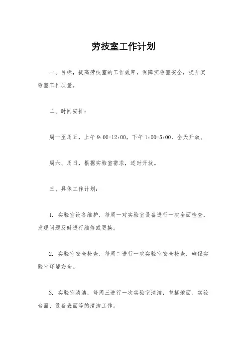 劳技室工作计划