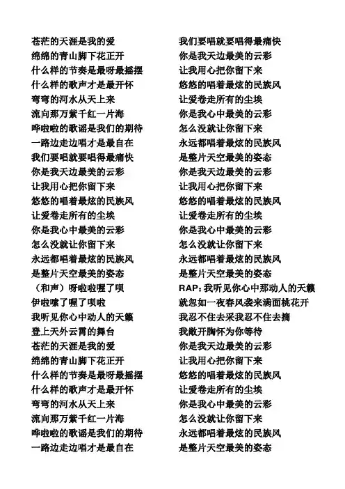 最炫民族风歌词