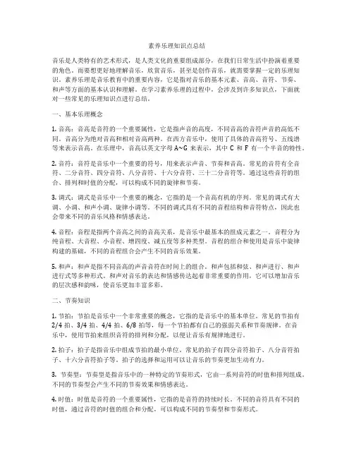 素养乐理知识点总结