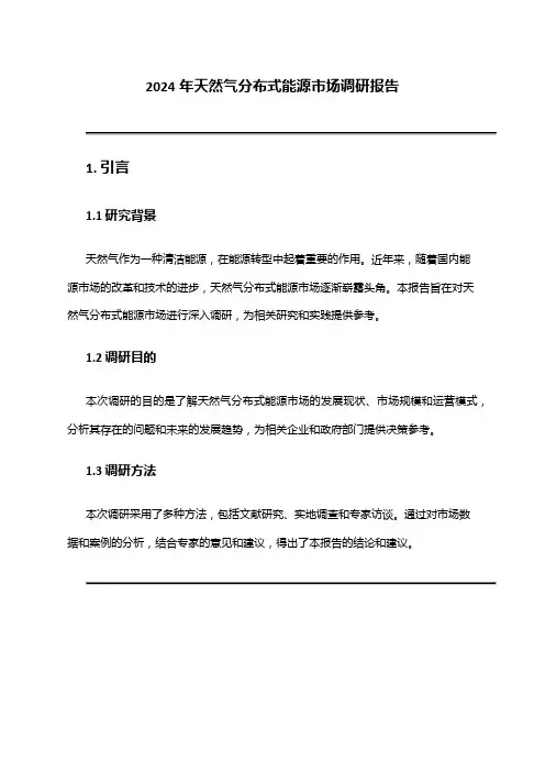 2024年天然气分布式能源市场调研报告
