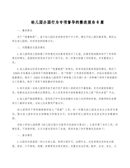 幼儿园办园行为专项督导的整改报告6篇