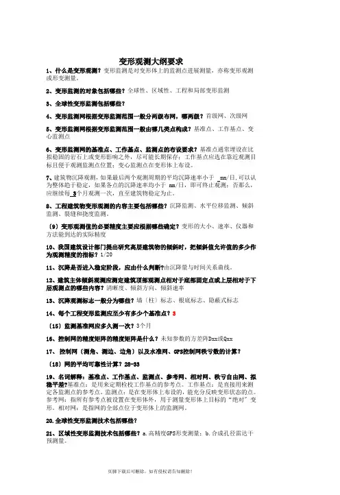 《变形监测》考题大纲
