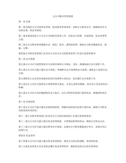 分公司账目管理制度