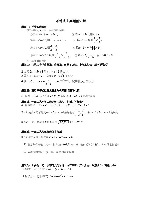 不等式主要题型 超级全面经典