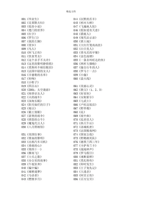 编导艺考生必看的120部电影观片单