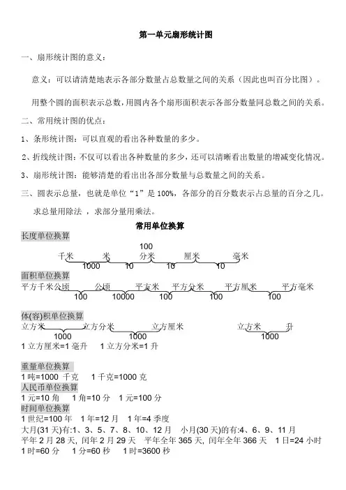 六年级数学第1单元扇形统计图重要知识点整理