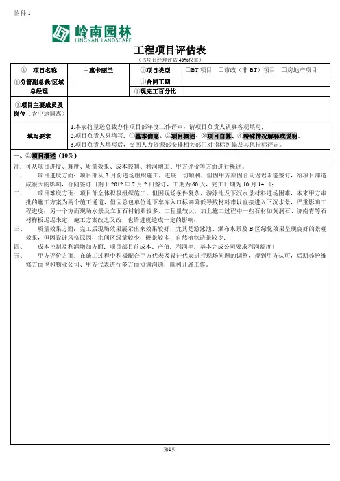 工程项目评估表