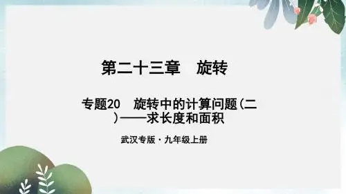 武汉专版九年级数学上册第二十三章旋转专题20旋转中的计算问题二_求长度和面积课件新版新人教版