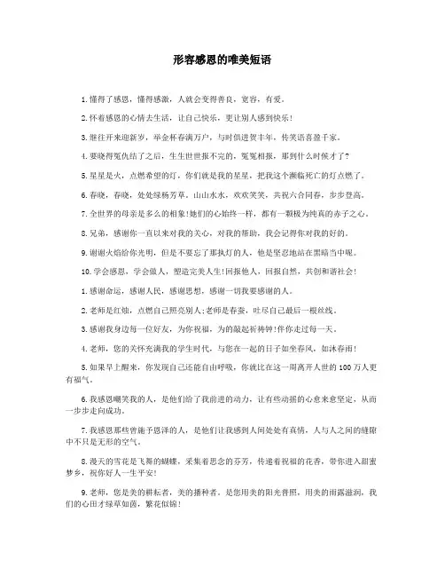 形容感恩的唯美短语