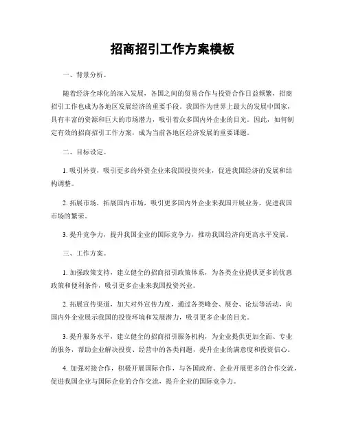 招商招引工作方案模板