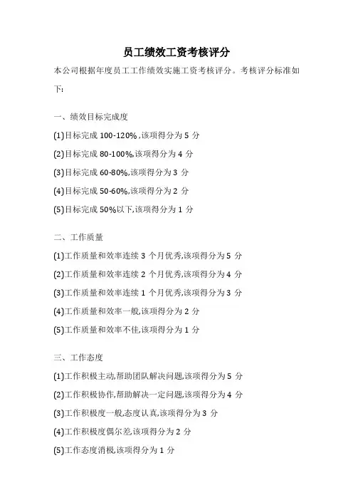 员工绩效工资考核评分