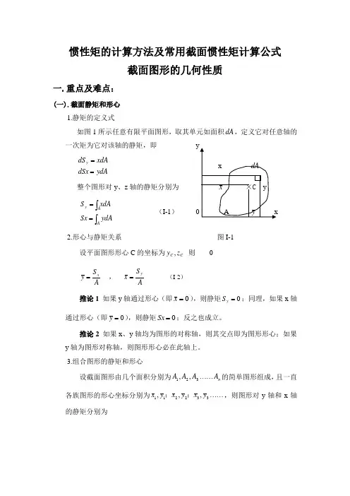 惯性矩的计算方法及常用截面惯性矩计算公式讲解