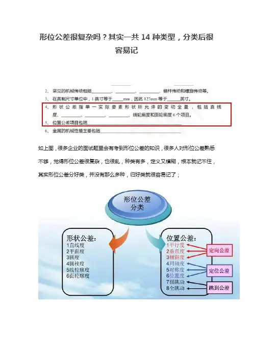 形位公差14种类型,分类后很容易记