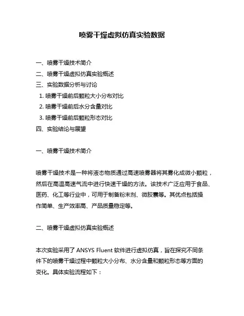 喷雾干燥虚拟仿真实验数据