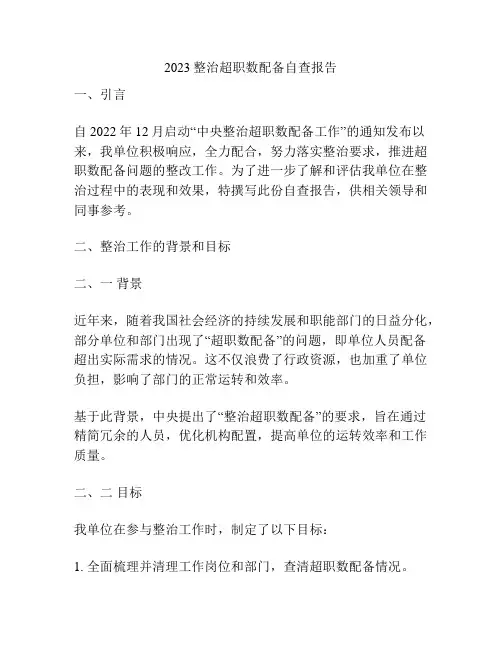 2023整治超职数配备自查报告