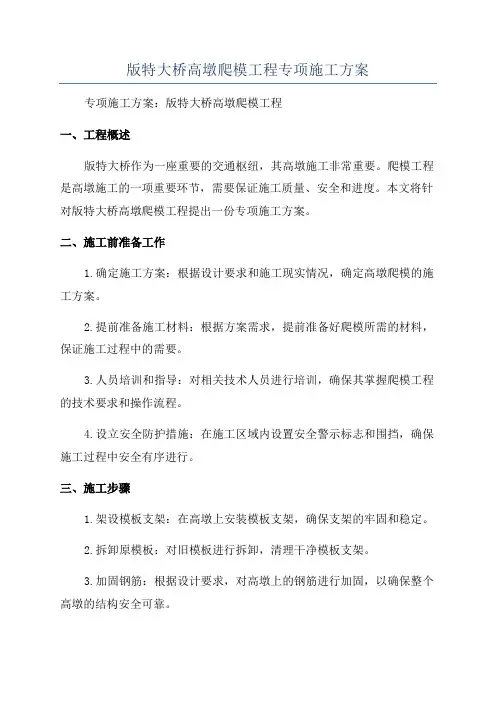 版特大桥高墩爬模工程专项施工方案