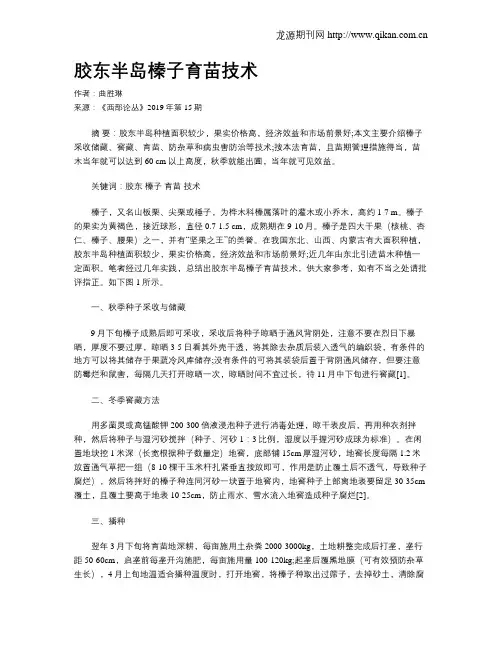 胶东半岛榛子育苗技术