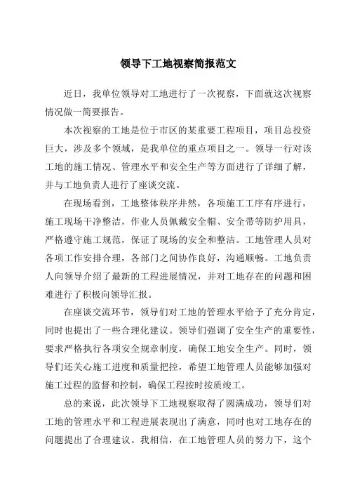 领导下工地视察简报范文