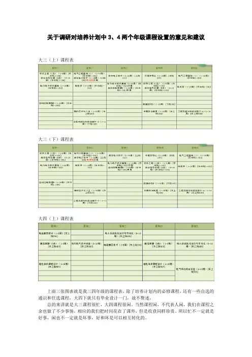 关于课程设置的意见建议