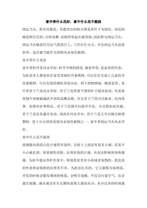 家中养什么花好,家中什么花不能放