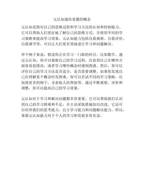 元认知通俗易懂的概念