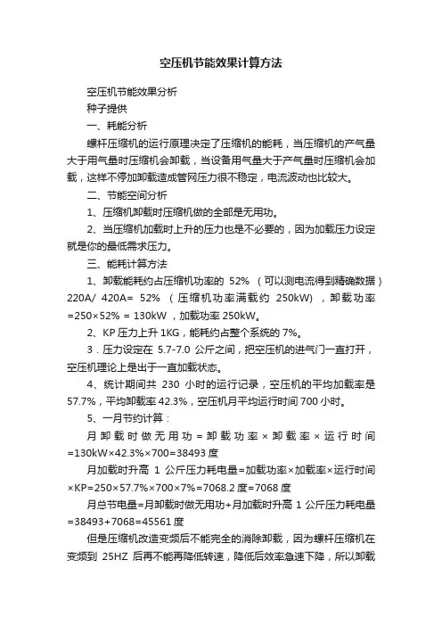 空压机节能效果计算方法