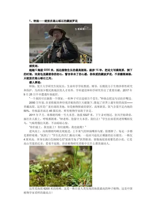 2020年度感动中国人物事迹颁奖词