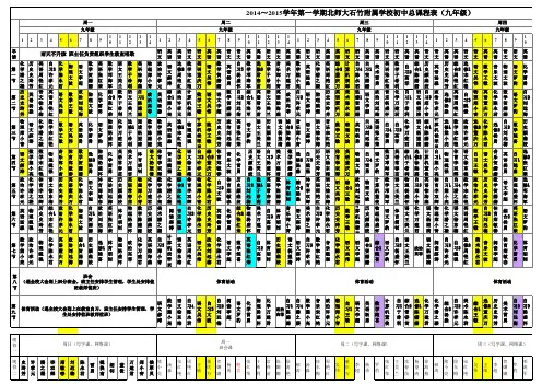 九年级分课表2014-2015九年级第一学期课表 20140901(3)