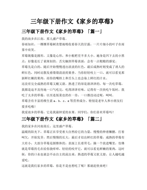 三年级下册作文《家乡的草莓》