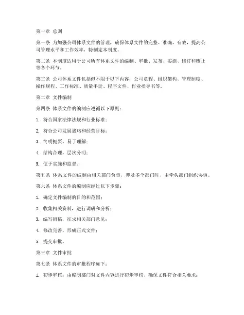 公司体系文件管理制度