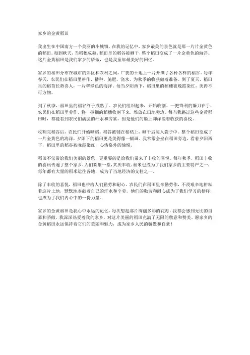 家乡的金黄稻田