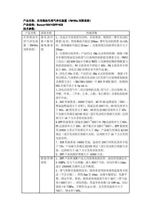 产品名称在用柴油车尾气净化装置(PM+NOx双降系统)