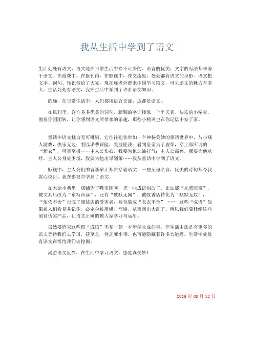 初中说明文 我从生活中学到了语文-精品