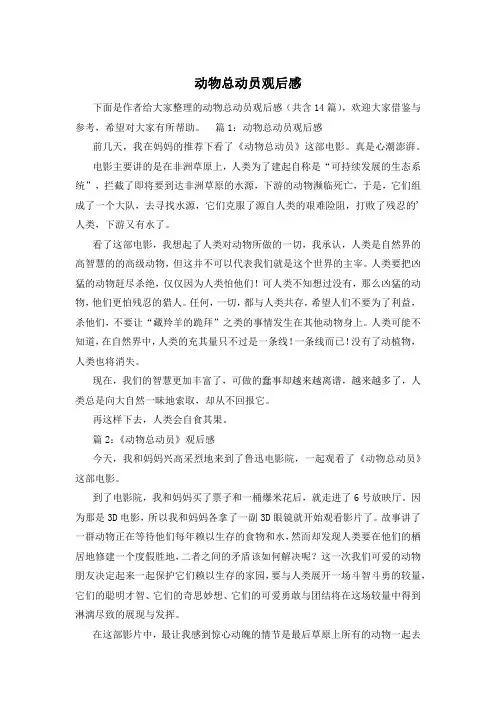 动物总动员观后感