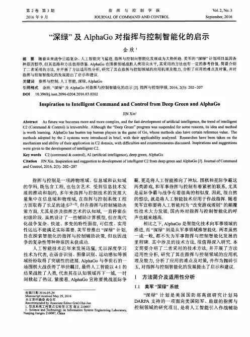 “深绿”及AlphaGo对指挥与控制智能化的启示