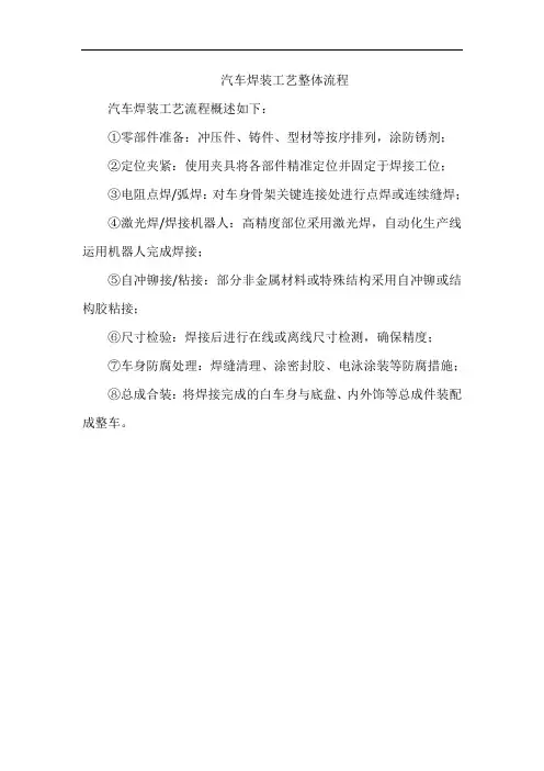 汽车焊装工艺整体流程