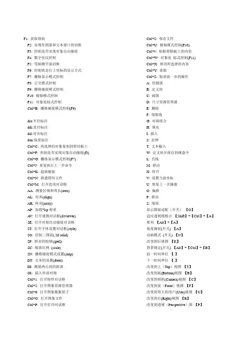 2010年AutoCAD快捷键大全