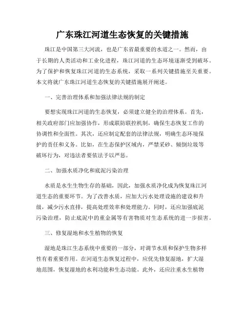 广东珠江河道生态恢复的关键措施